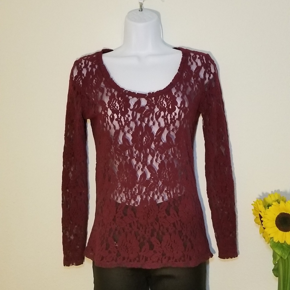 Burgundy Lace Long Sleeve